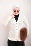 Cream Buttoned Openwork Knitwear Cardigan - 4