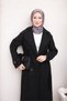 Black Double Breasted Collared Lined Cashmere Coat - 4