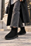 Women's Ankle Boots with Stone Detail, Fur Inside, and Thin Sole - 4