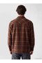 Brown Relax Fit Plaid Flannel Men's Shirt - 4