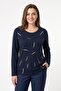Women's Plus Size Lycra Crew Neck Printed Long Sleeve Cotton Soft T-Shirt Mom Blouse
