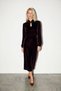 Burgundy Chinese Button Detailed Velvet Midi Dress
