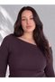 Purple Plus Size Boat Neck Blouse - 6
