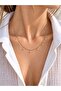 Zircon Stone Rowed Chain Gold Necklace - 2