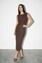 Brown Draped Detailed Midi Dress - 3
