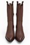 Women's Western Embroidered Heeled Leather Cowboy Short Boots Brown - 2