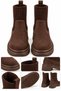 Women's Stretch Fabric Detailed Suede Boots Brown - 3