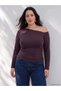 Purple Plus Size Boat Neck Blouse