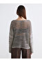 Yellow Crew Neck Lace-Like Knit Women's Knitwear Sweater - 4