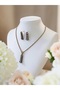 Zircon Stone Design Necklace and Earrings Set - 3