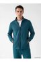 Petrol High Collar Men's Zippered Sweatshirt