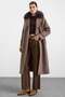 Premium Fabric Coat with Knit Stitching Detail and Detachable Fur K. Vi̇zon 3196-Tk