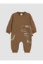 Brown Dinosaur Printed Baby Boy Jumpsuit - 2