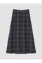 Navy Blue Plaid Asymmetrical Skirt with Buckle Detail - 3