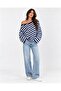 Women's Navy Blue Striped Off-Shoulder Long Striped Blouse - 3
