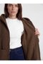 Brown Hooded Women's Curly Coat - 4