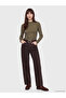 Khaki High Collar Women's Ribbed Bodysuit - 2