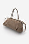 Women's Genuine Leather Suede Textured Zippered Long Strap Daily Shoulder Bag Meril Mink Suede - 2