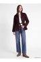 Burgundy High Collar Belted Oversize Women's Trench Coat - 2