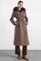 Premium Fabric Coat with Knit Stitching Detail and Detachable Fur K. Vi̇zon 3196-Tk - 4