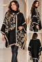 Women's Patterned Knitwear Poncho – Oversized Buttoned Collar Loose Cardigan