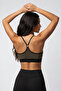 Astura Model Thin Straps, Detailed Back, Cross Design, Soft Women's Padded Bra, Brown Color - 2