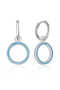 Silver Phosphorescent Blue Oval Earrings