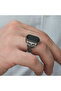 Silver Onyx Stone Patterned Men's Ring - 7
