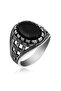 ​ Silver Onyx Stone Braided Pattern Men's Ring