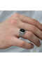 Silver Onyx Stone Knitted Patterned Men's Ring - 2