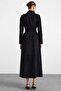 Stone Decorated Soft Touch Overcoat Black 6915 - 7