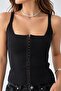 Square Collar Agrafla Ribbed Knitwear Corset Blouse - 2