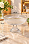 Footed Glass Fruit Bowl 24 cm Gold Gilded Striped Decorative Presentation Bowl - 3