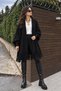 Liva Women's Tasseled Oversize Knitwear Poncho Black
