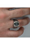 Silver Cut Stone Patterned Men's Ring - 7