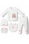 Baby Girl 5 Piece Newborn Hospital Discharge Set with Teddy Bear and Pink Bow, Cotton, 0-3 Months