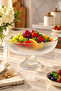 Footed Glass Fruit Bowl 24 cm Gold Gilded Striped Decorative Presentation Bowl - 5