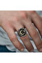 Silver Side Patterned Moon Star Men's Ring - 5