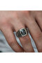 Silver Cut Stone Patterned Men's Ring - 4