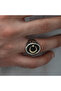 Silver Side Patterned Moon Star Men's Ring - 4