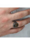 Silver Tiger Eye Stone Knitted Patterned Men's Ring - 7
