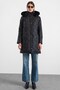 Removable Fur Hooded Zipper Closure Quilted Coat Black 6923 - 4