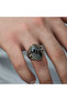Silver Cut Stone Eagle Figured Men's Ring - 8