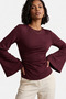 Burgundy Soft Textured Waist-Tied Spanish Sleeve Blouse