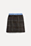 Women's Brown Plaid Straight Cut Mini Skirt - 2
