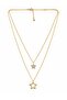 Double Row Gold Necklace with Star Figured Zircon Stone Detail