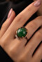 Women's Copper Ring Authentic Green Ruby Natural Stone Adjustable Copper Ring - 2