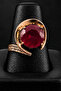 Women's Copper Ring Authentic Red Ruby Natural Stone Adjustable Copper Ring - 5
