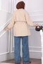 Zippered Adjustable Waist Short Trench Coat Beige - 5