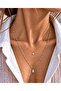 Double Row Gold Necklace with Drop Stones - 2